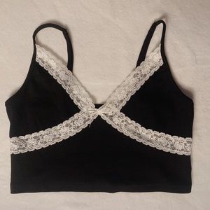 black & white lace cami tank top